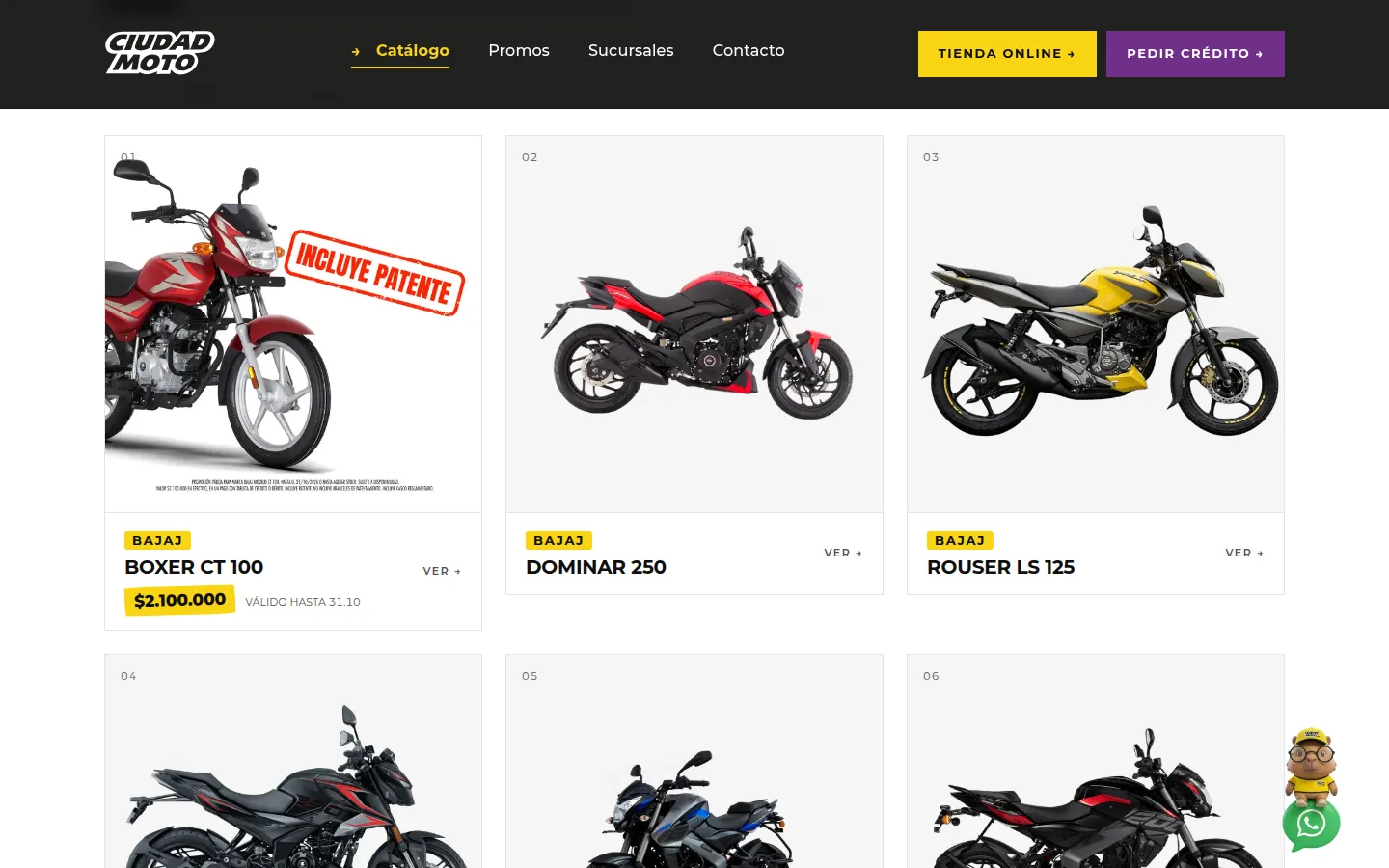 Catálogo de motos con fichas por modelo