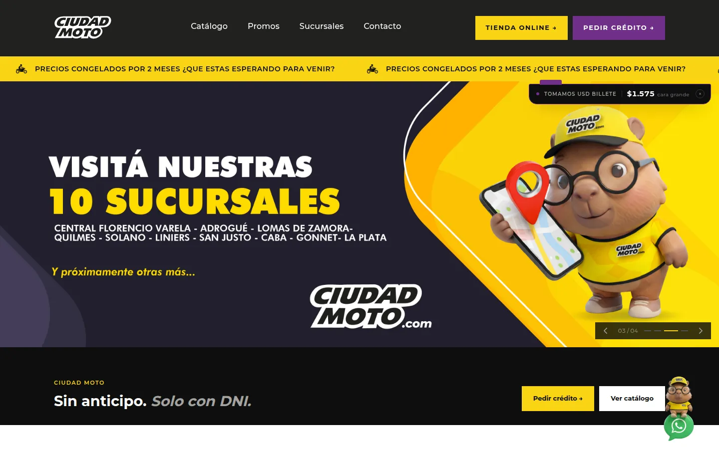 Página de inicio de ciudadmoto.com en escritorio